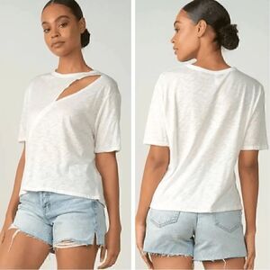 Elan T-shirt Womens Sz Medium white front cut out light boxy oversized tee New